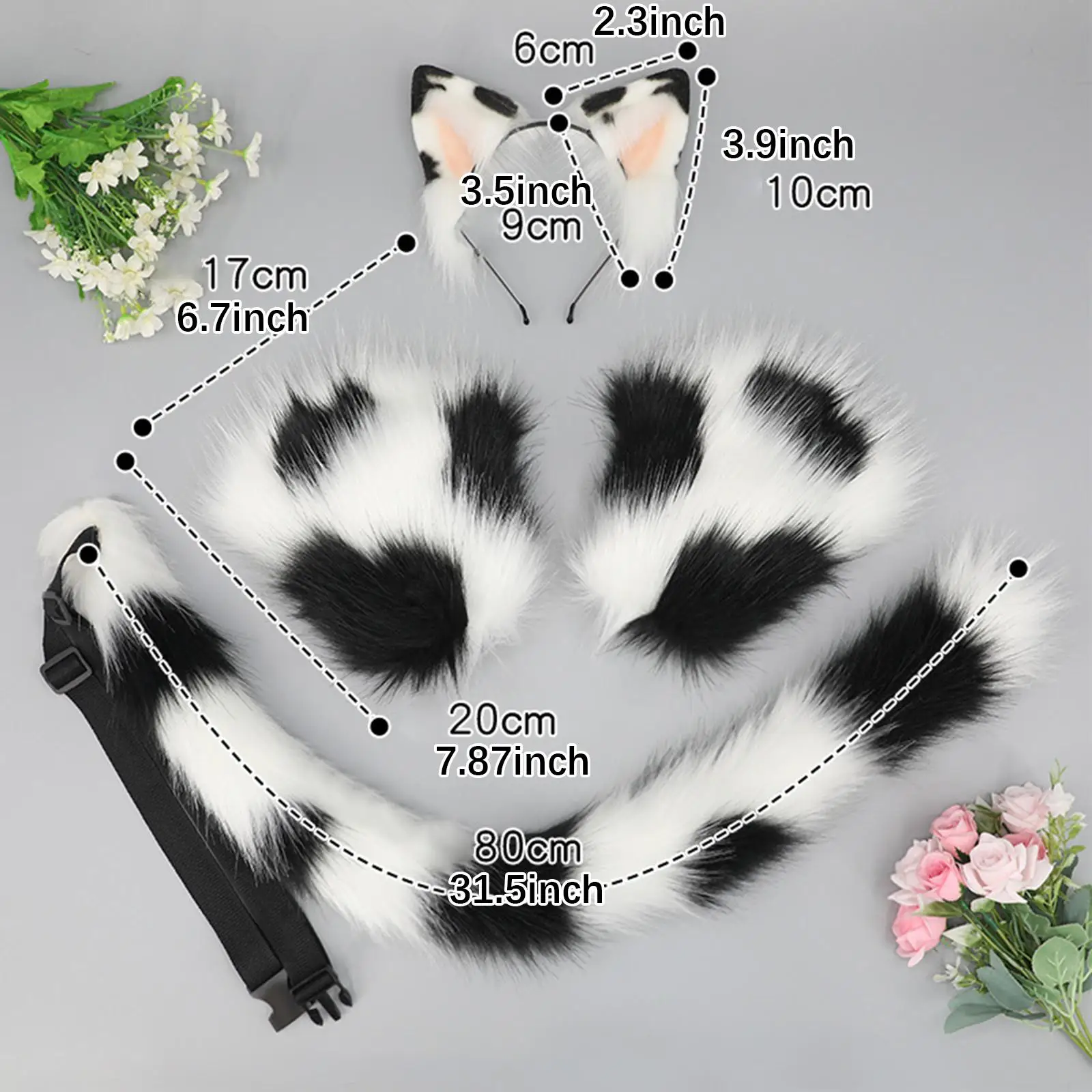 Cat Ears Tail and Paws Set Hair Accessories Headwear Party Decor Fancy Dress