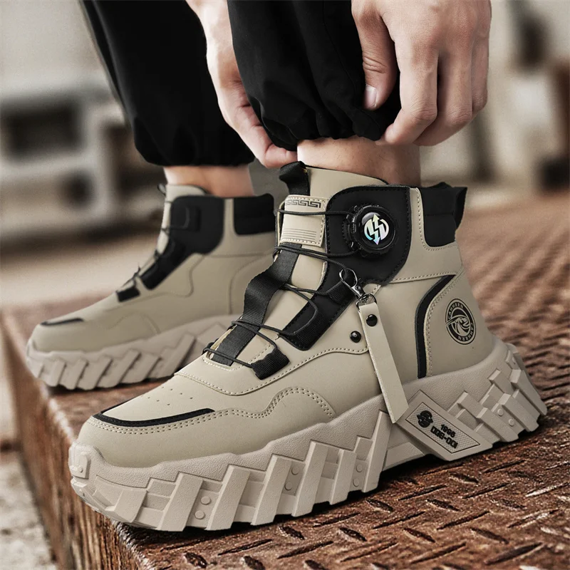 

Men Outdoor Hiking ShoesCombat Tactical Boots with Straps for Training Waterproof Straps Breathable Multifunctional Motorcycle