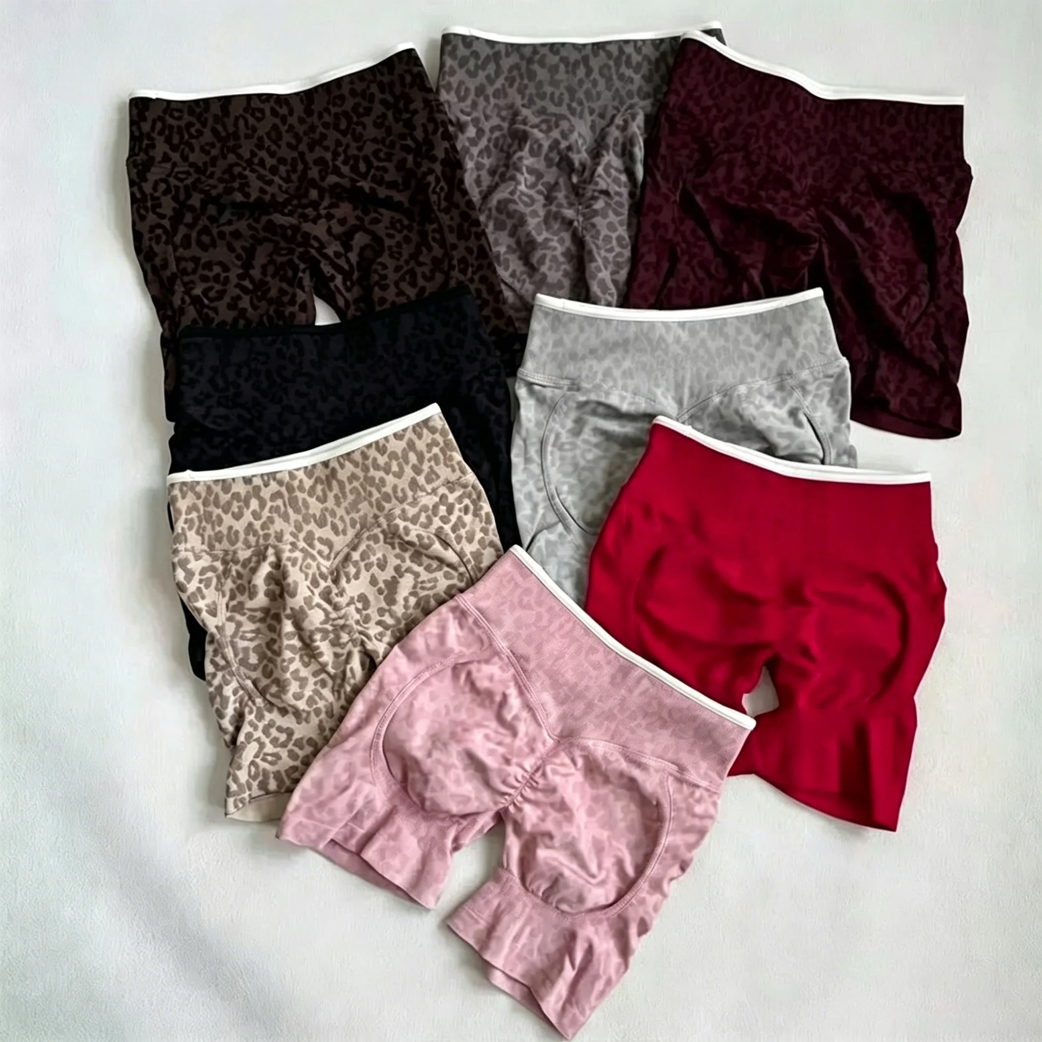 Leopard Shorts Women Seamless Sculpt Scrunch Shorts Booty Shorts High Waist Gym Shorts Stretch Fitness Running Workout Shorts