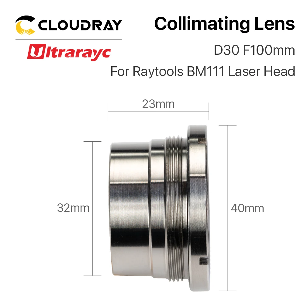 Ultrarayc BM111 BM110 0-3KW lentille de collimation et de mise au point D30 F100 F125mm avec support d'objectif pour tête de découpe Laser Raytools BM111