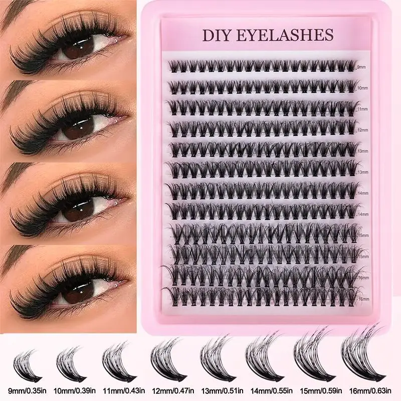 12 Rows 30D 40D 50D 60D 80D Individual Lashes Book Clusters Extensions False Eyelash DIY at Home Cluster Eyelash Extensions Make