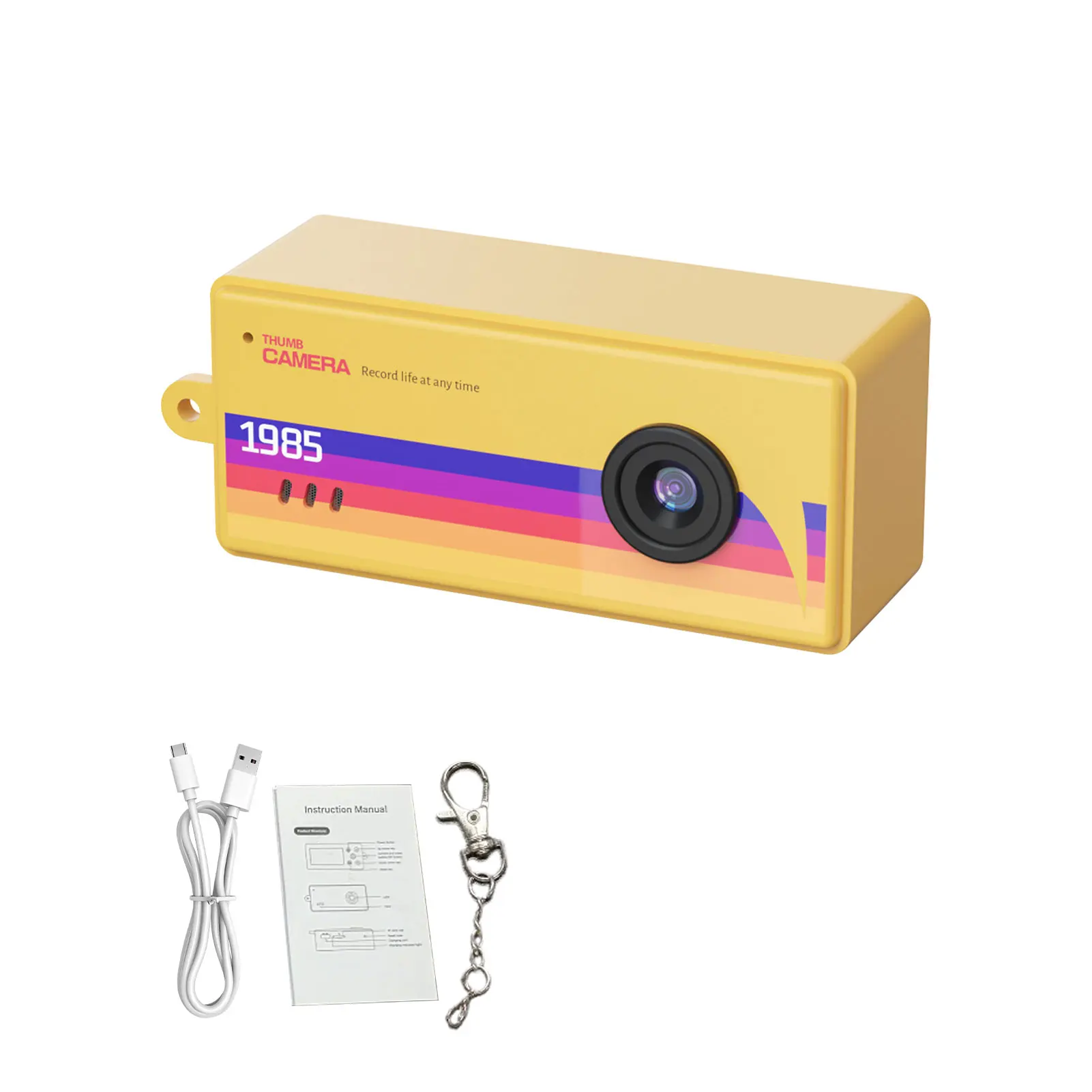 Kleine digitale camera sleutelhanger, 0,96 inch scherm, 1080P video, 5 retrofilters, 130 ° Groothoekcamera voor reisfeesten