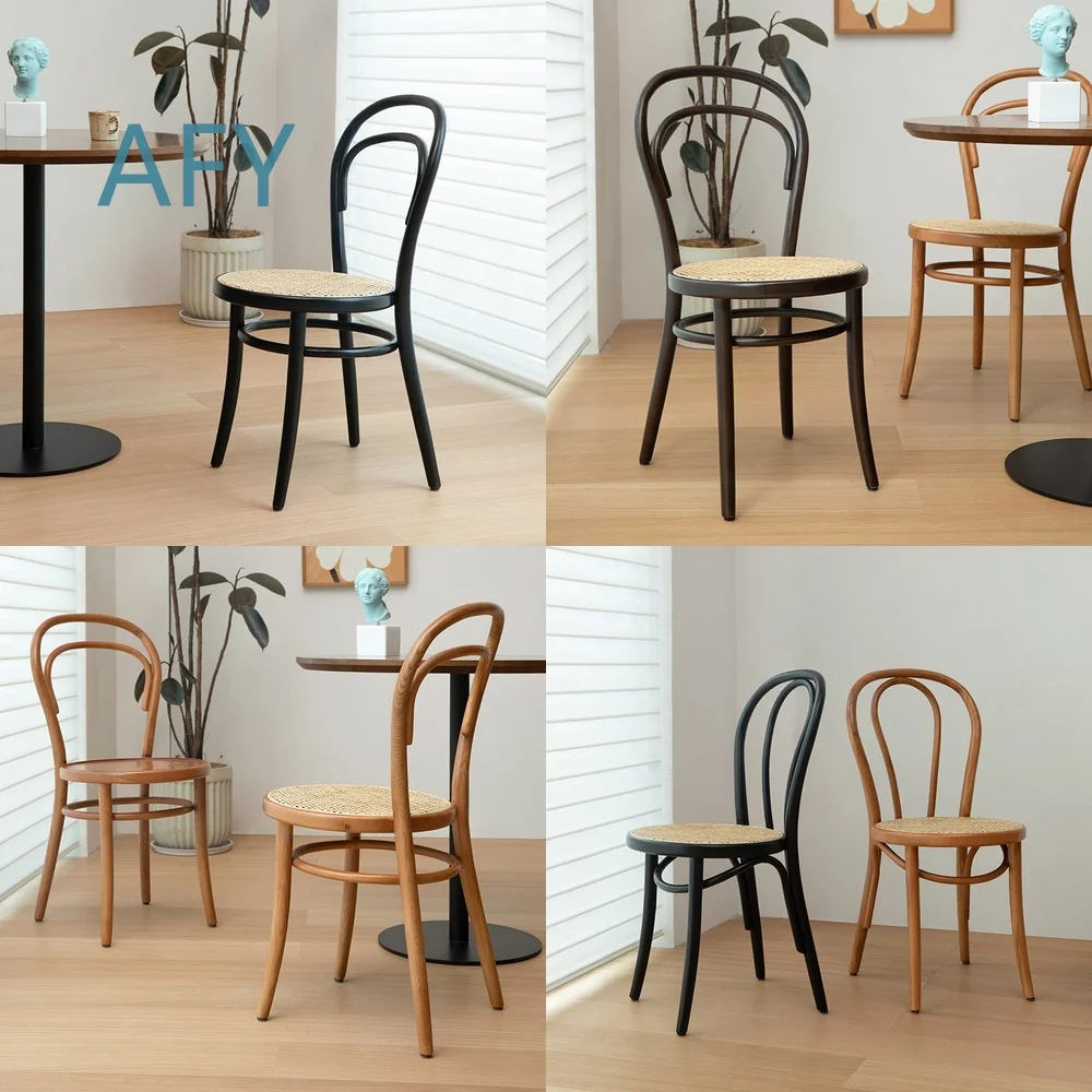 Vintage Wicker Dining Chair for Solid Wood Scandinavian Style Retro Accent Seat for Mid Century Modern Home Decor for