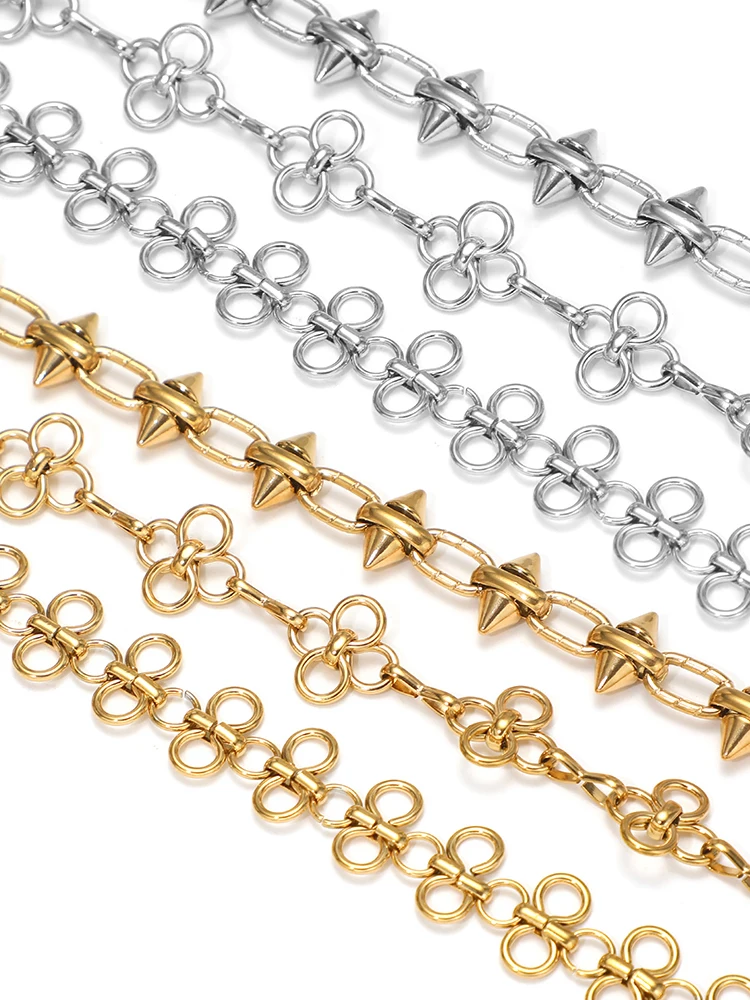1 Meter Edelstahl Schleifenkette Handgefertigte Ketten für DIY Hip-Hop Schmuck Halsketten-Herstellung Damen Ohrringe Armband Zubehör