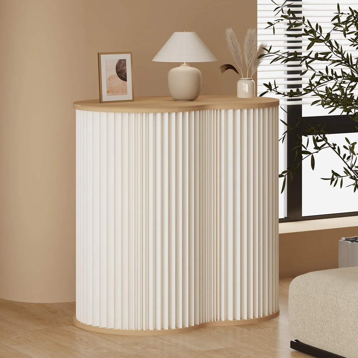 European booth Modern round display table Living room ornament Household balcony Flower stand Floor-to-ceiling foldable display