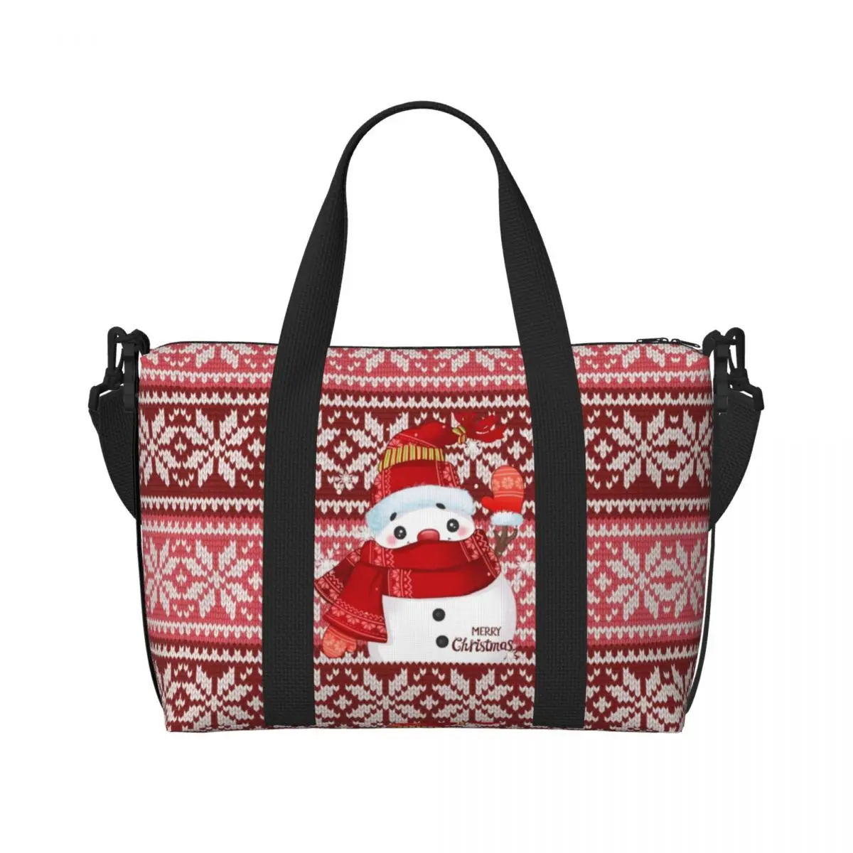 Custom Christmas Snowman Tote Bag สําหรับผู้หญิงความจุขนาดใหญ่ Gnome ปีใหม่ Beach Gym กระเป๋าเดินทาง