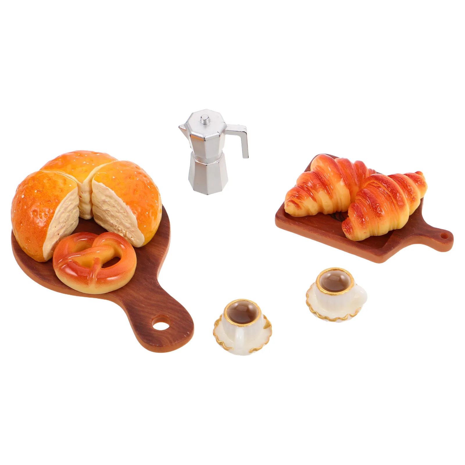 

1 set 1 Set Miniature Food Realistic Resin Breakfast Coffee Shop Diorama Dollhouse Kitchen Accessories For Creative Play Display