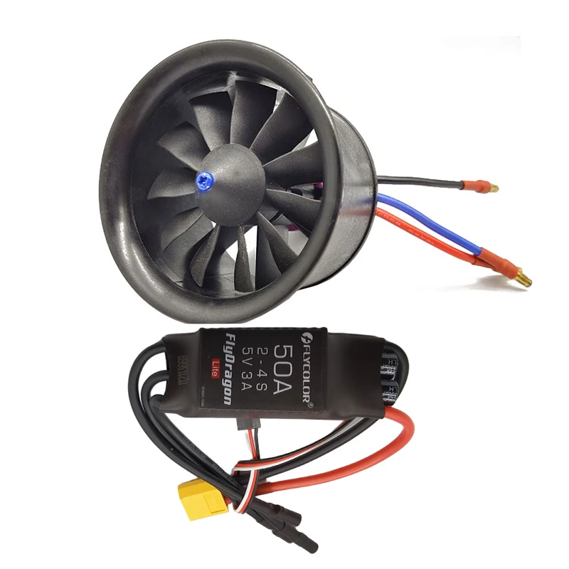 

64mm EDF 11 Blade Duct Fan, 3500KV With FLYCOLOR 50A ESC Brushless Motor Balance, Used For 3S/4S RC Jet Aircraft