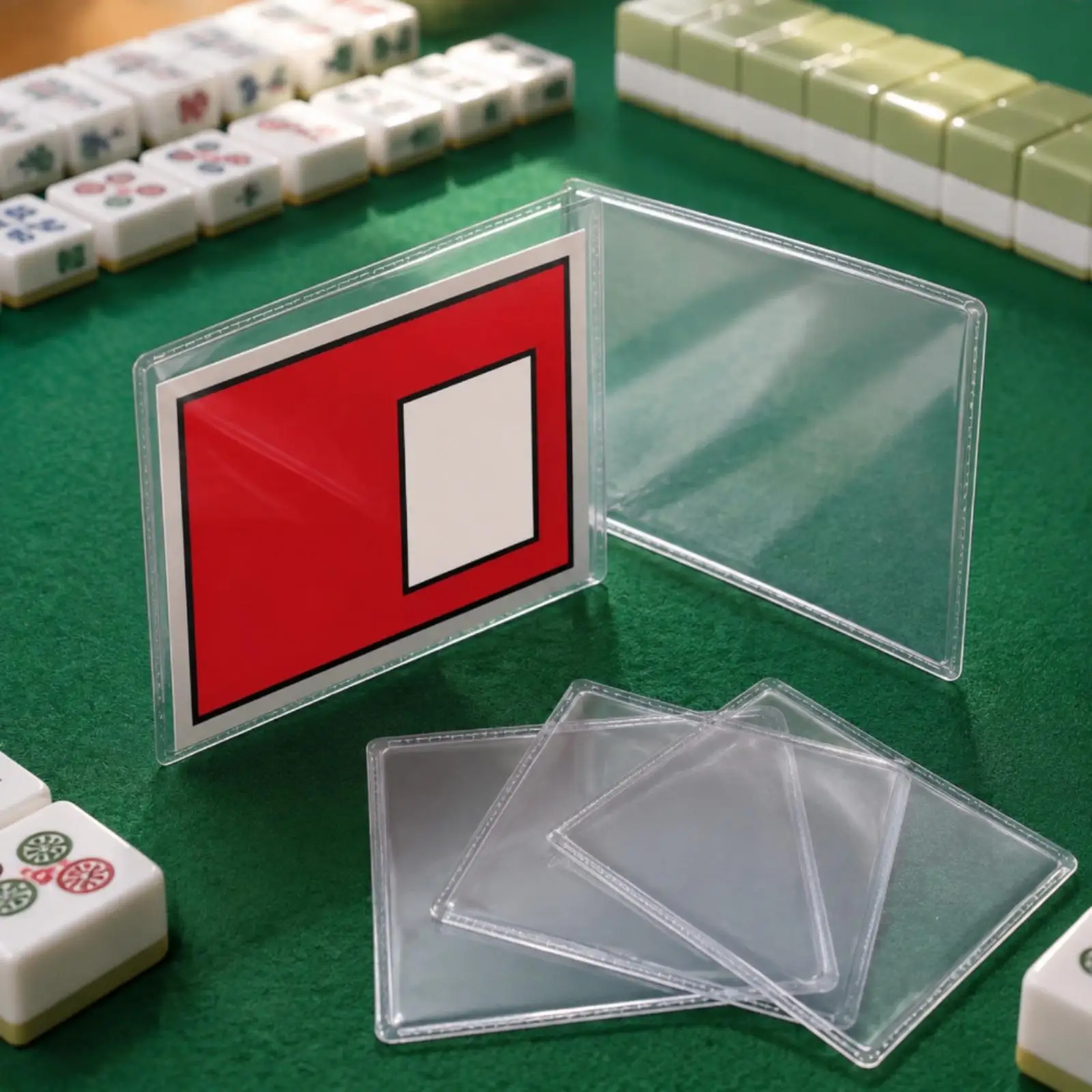 Mahjong Card Protector Transparent Sleeve Foldable PVC Cover for Score Cards Table Game