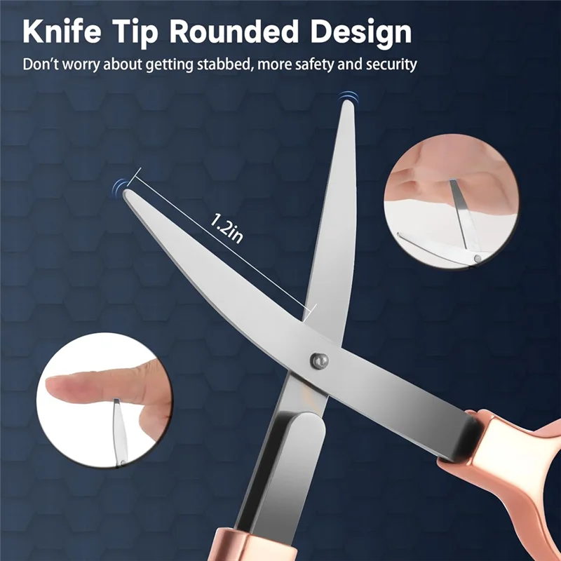 Top-Piece 3-Piece Folding Badge-Scissors& 3 Keychains- Safe Foldable Pocket Travel Scissors For Travel, Office, Crafts