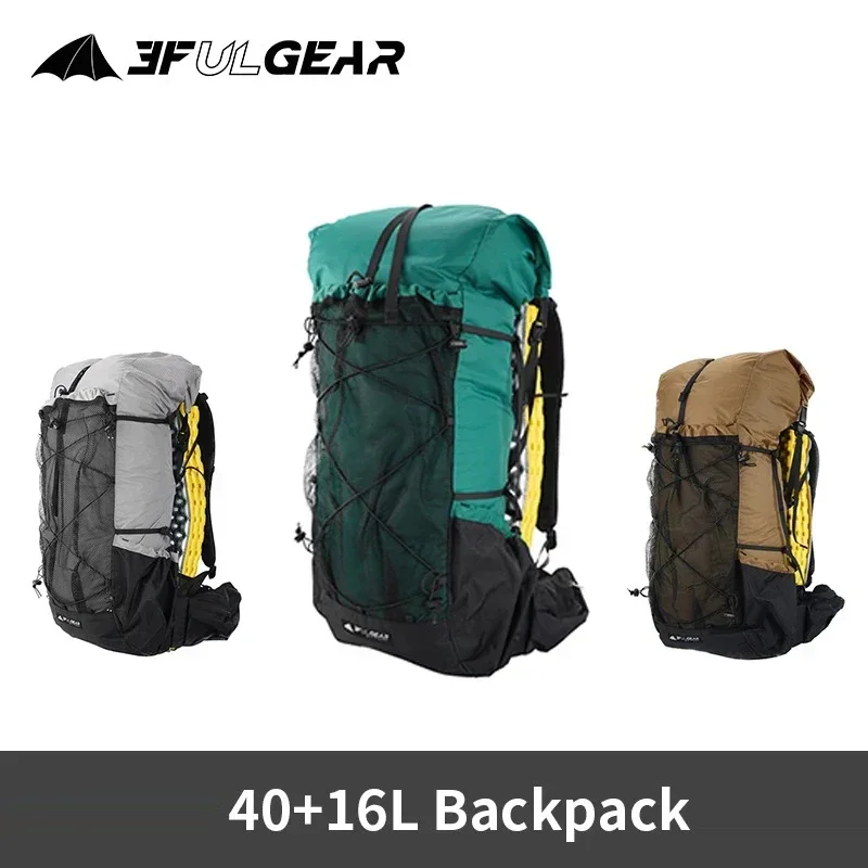 

3F UL Gear Lightweight Waterproof Hiking Backpack 40+16L Outdoor Camping Travel Climbing Trekking Rucksack with Adjustable Strap