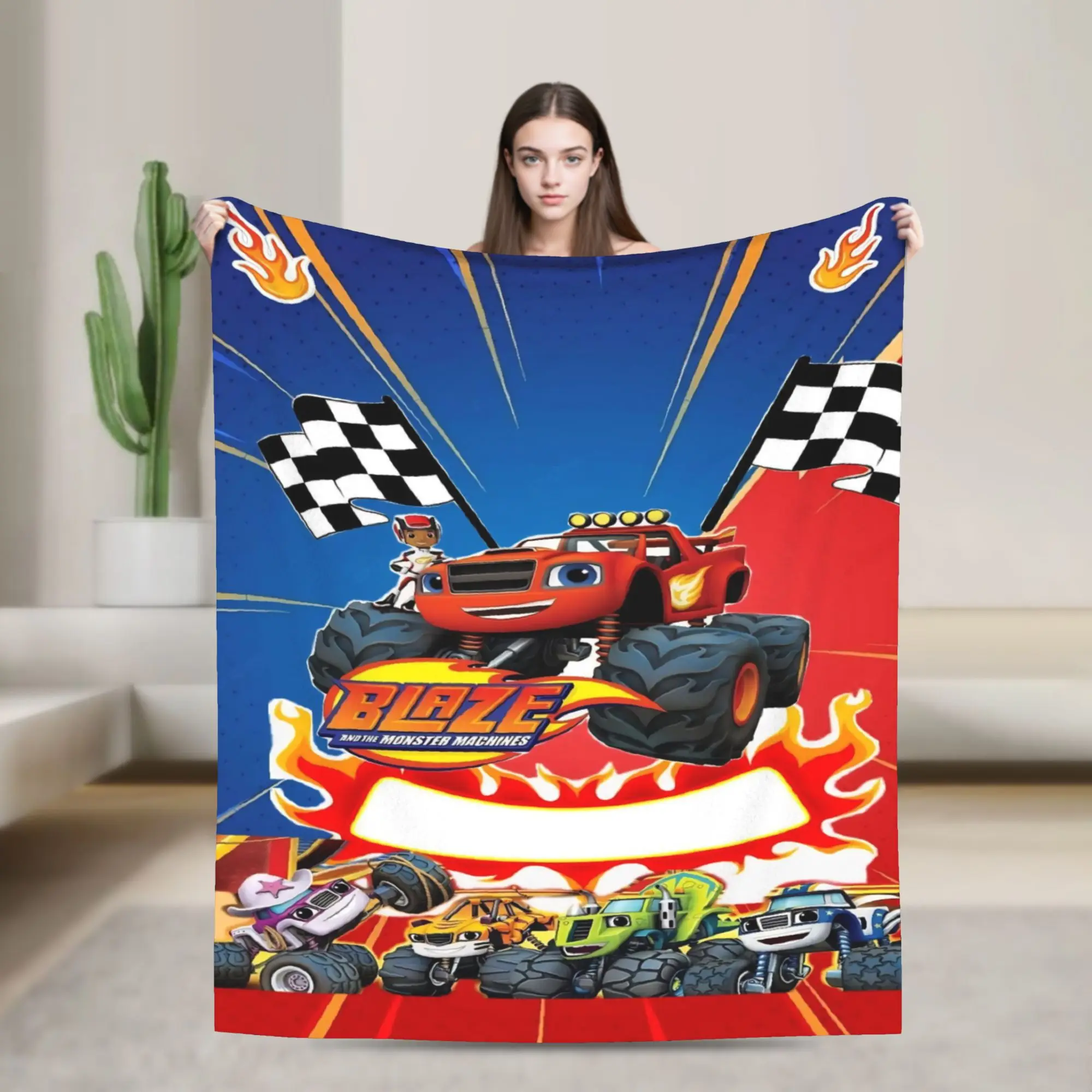 Super Soft Blaze and the Monster Machines Throw Blanket Premium Fleece Flannel Lightweight  Bed Blanket Super Cozy Bedspread