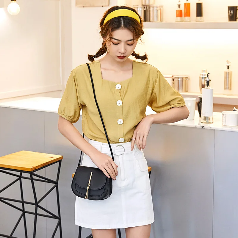 New Golden Tassel Double Layer Semi Circle Solid Color Shoulder Saddle Bag Fashion Casual Women Small Square Bag Crossbody Mini