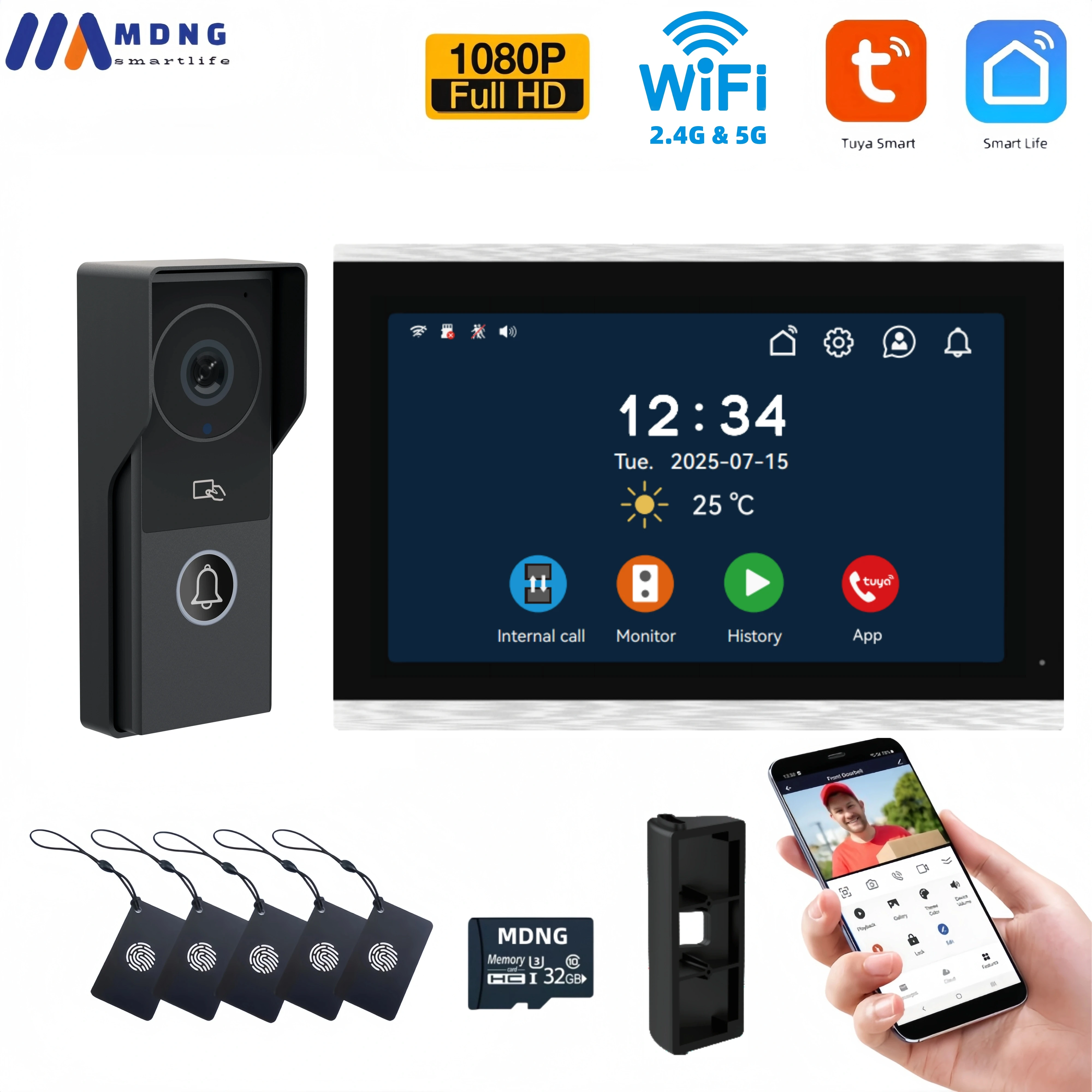 Tuya Smart Home Wifi Video Doorphone 1080P Wireless Doorbell Camera 10" Multifamily Apartment Video Door Entry Intercom System