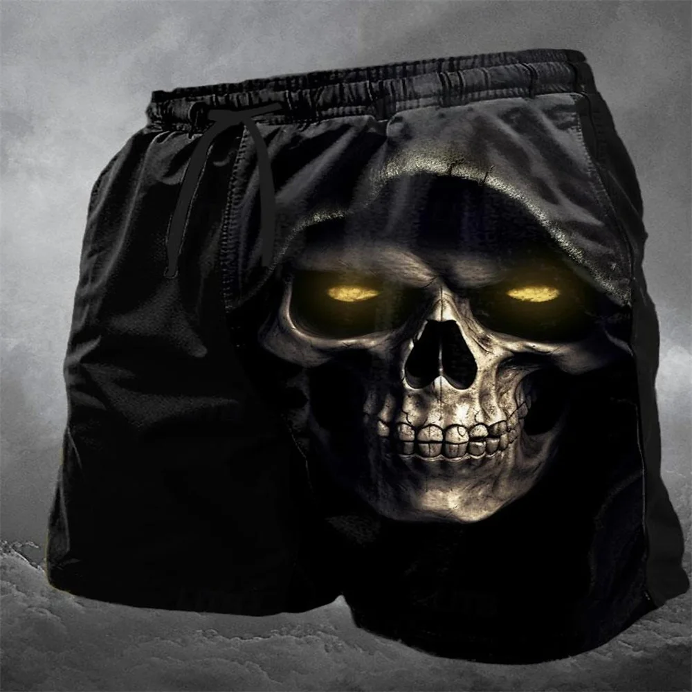 Fashion Skull 3D Print Beach Shorts Men Women Summer Hip Hop Oversized Surfing Board Sport Pants Swimsuits Trunks Kids Clothing