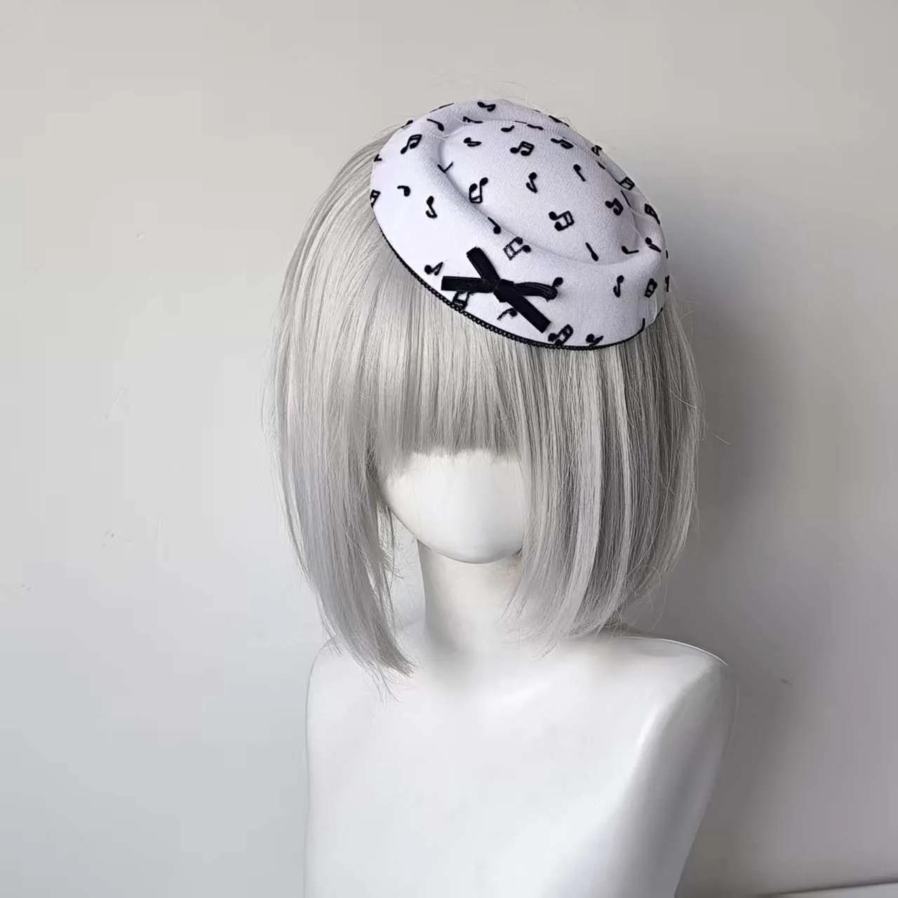 1PC Original Subcultural Handmade Music Note Lace Trim Bow Elegant Mini Top Hat Hair Clip Sweet & Cute Atmosphere Hair Accessory