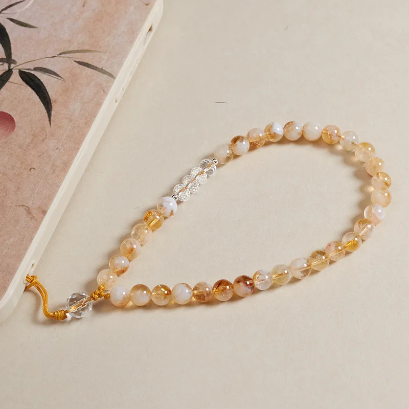 

Элегантный ремешок на запястье с натуральными кристаллами цитрина, предназначенный для сумки для камеры мобильного телефона U-диска, декор