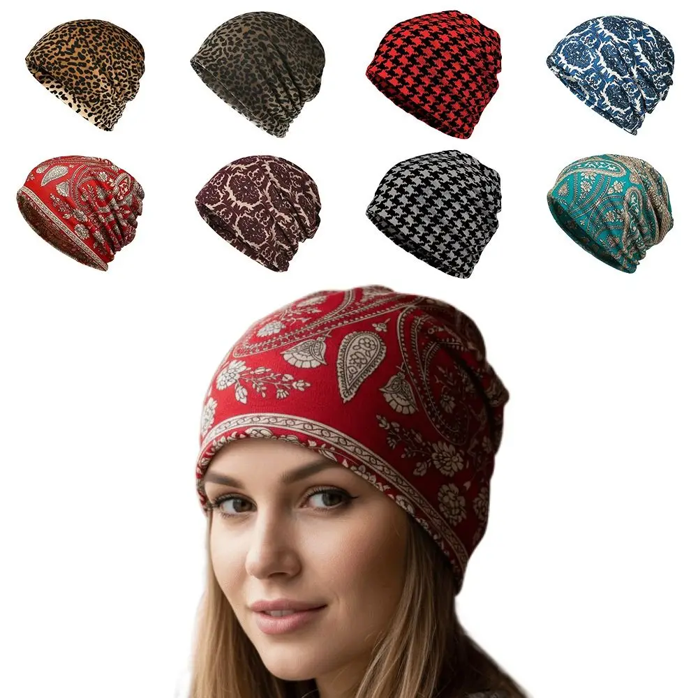 Contrasting Colors Pullover Hat Multifunctional Scarf Pullover Hat Casual Hedging Cap Plaid Print Keep Warm Women's Pile Hat