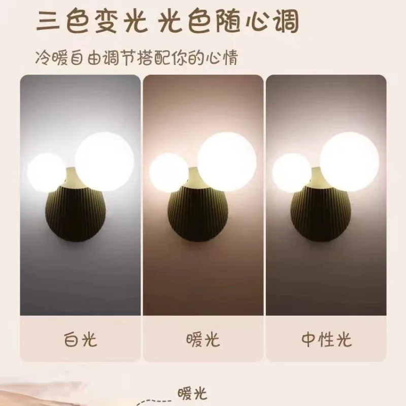 مصباح جداري من القرون الوسطى مصباح جداري لغرفة النوم بجانب السرير وغرفة الأطفال بتصميم بسيط وحديث وبسيط ومبتكر ومصباح جداري شمالي #5