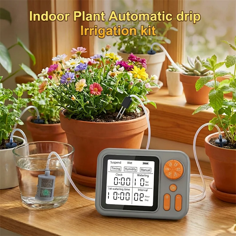 Drip Irrigation Kit Indoor Auto Plant Water System, Garden Automatic Pots Plants DIY Watering Device with Anti-Siphoning Device