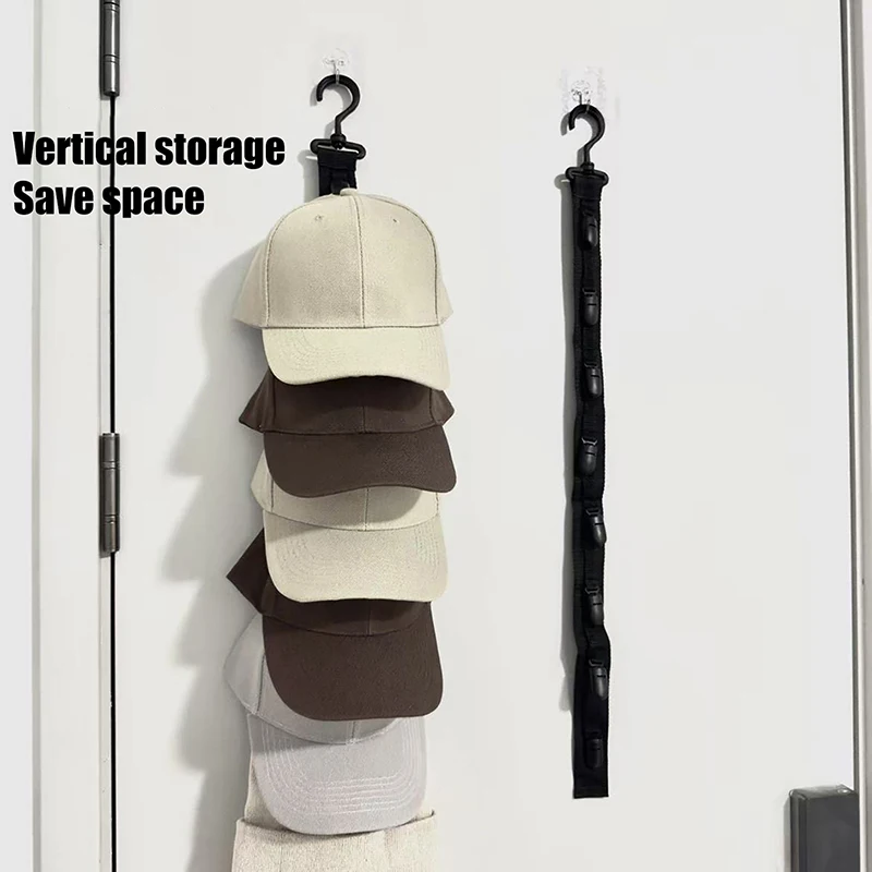 Hot Wardrobe Hat Rack Hanging Rope Baseball Caps Storage Clips Organizer Display For Closet Door And Bedroom
