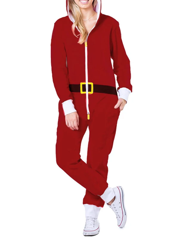 Street Sle Hooded Pajamas Jumpsuit Long Pants Home Wear Spwear All-Match Casual Suit for Women Comfortable Breathable