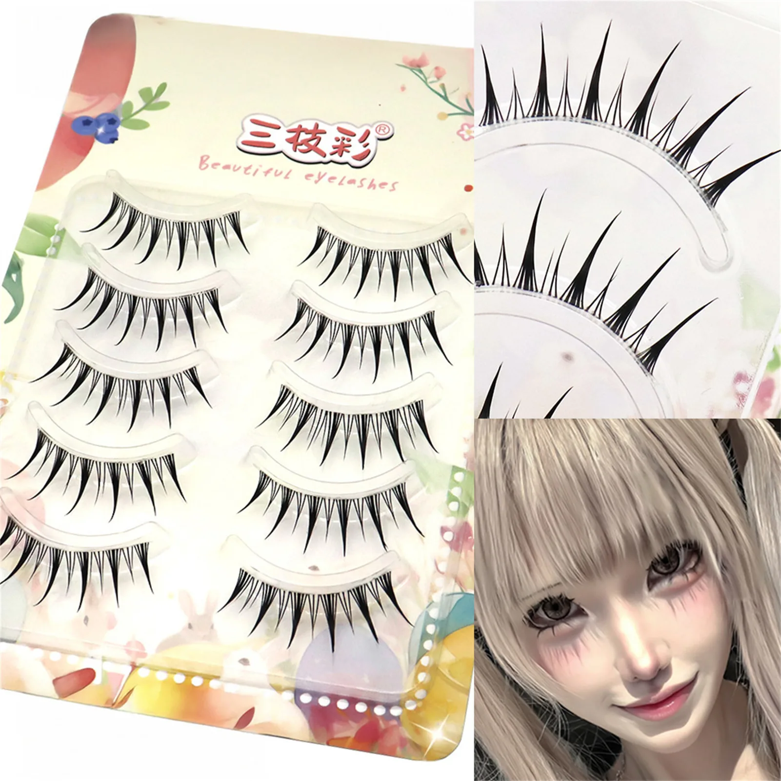 デビルスタイルつけまつげ 日本風ドール 透明ステム ストリップラッシュ デイリーメイクやコスメティックメイク、まつげエクステに