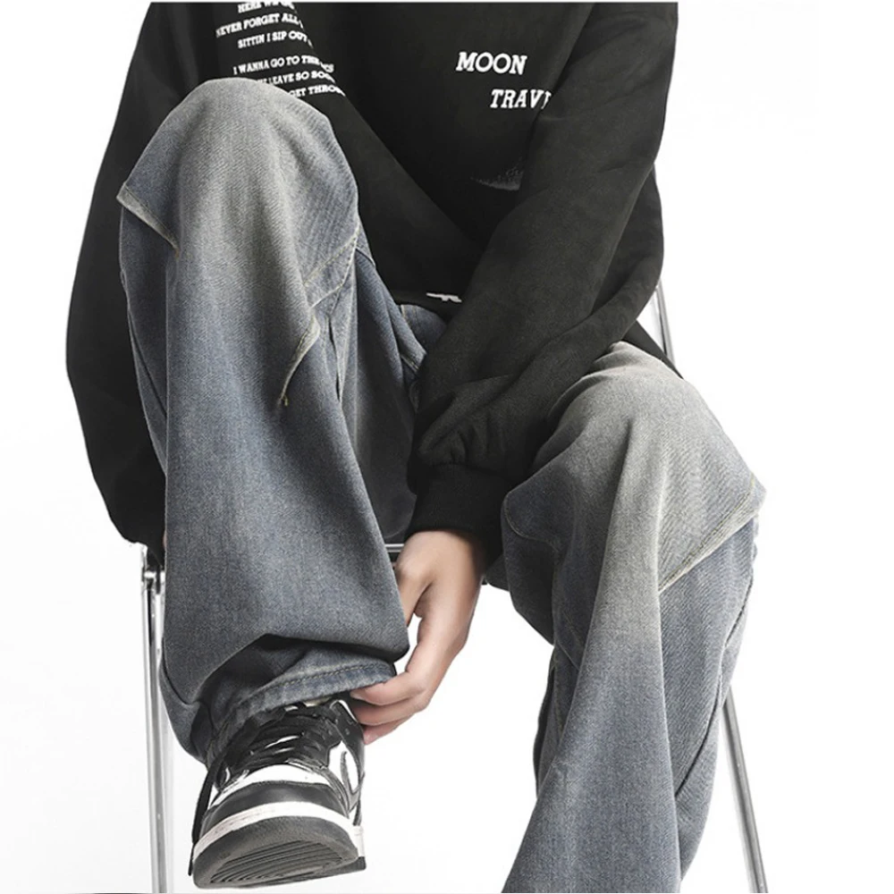 Jeans men 2024 Spring Wide Leg Jeans Male Loose Straight Denim Pants Harajuku Vintage Blue Jean Trouser Streetwear Clothes