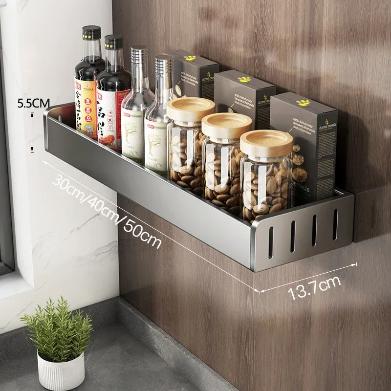 Wall Mounted Kitchen Condimenters Spice Rack Organizer Shelf Kitchen Storage Wall Shelf Organizers Hanging Hook Rack for Kitchen