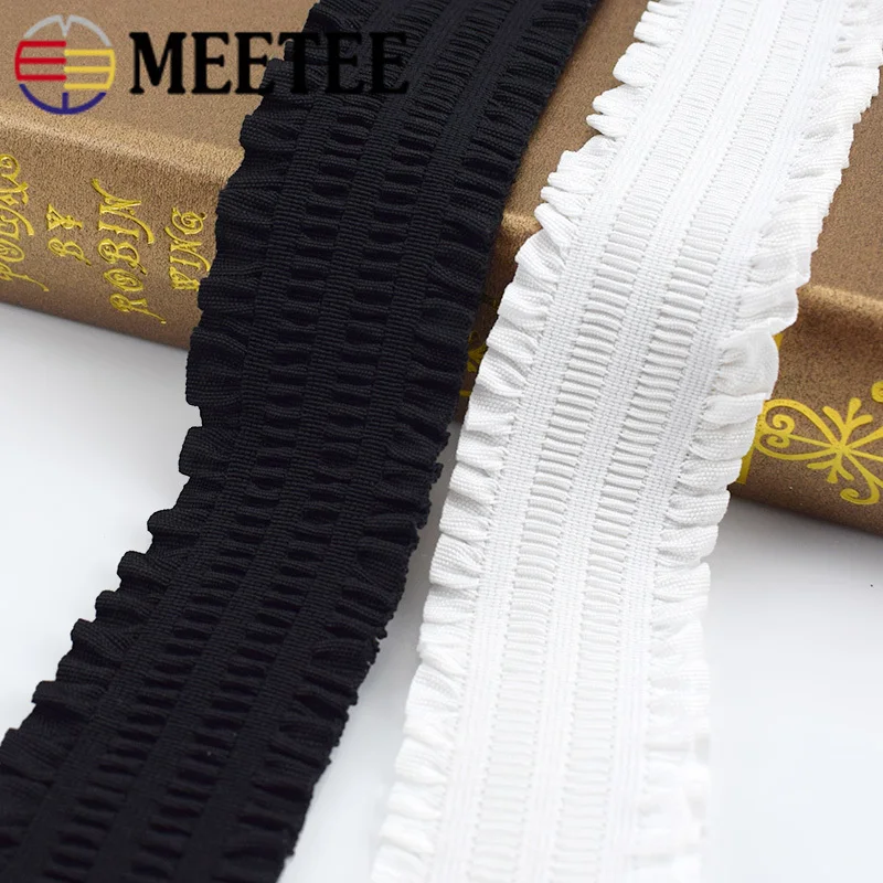 5/10Meters 50mm Ruffled Elastic Bands Pleated Lace Trim Stretch Ribbon Rubber Band Shoulder Tapes DIY Dress Sewing Accessories