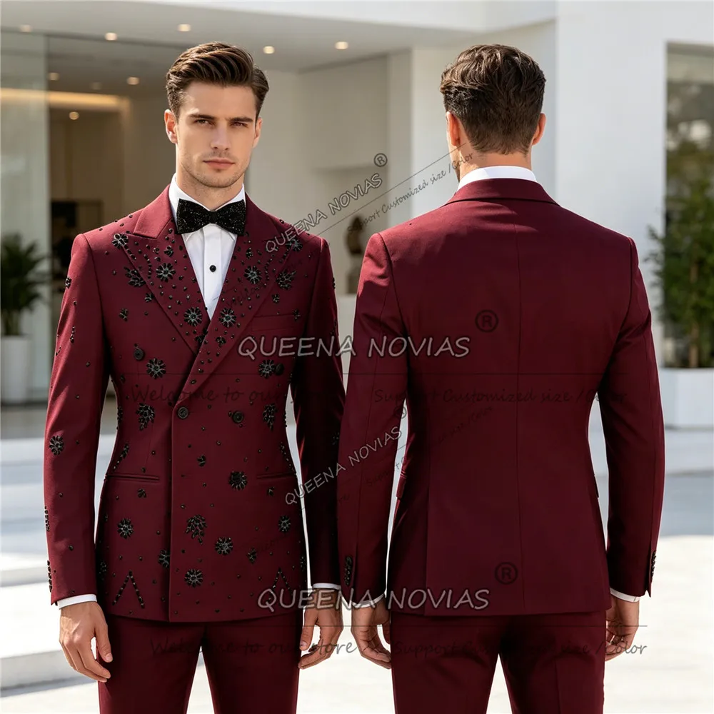 

Роскошные свадебные костюмы для мужчин, комплекты из 2 предметов, двубортные смокинги для жениха, деловые мужские пиджаки для выпускного вечера, Terno Masculinos Complete