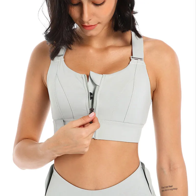 Soutien-gorge de Sport à fermeture éclair pour femmes, haut court, grande taille, sous-vêtements de Sport, sangle de taille réglable, Fitness, Yoga