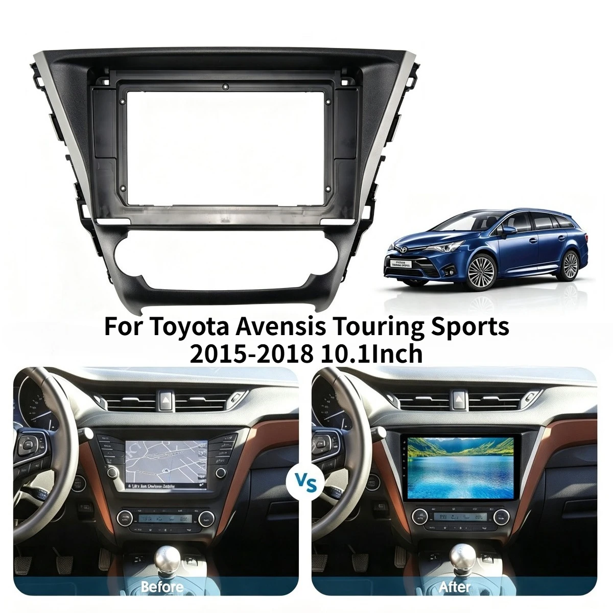 10 Inch Car Frame Fascia Adapter Android Radio Dash Fitting Panel Kit for Toyota Avensis Touring Sports 2015-2018