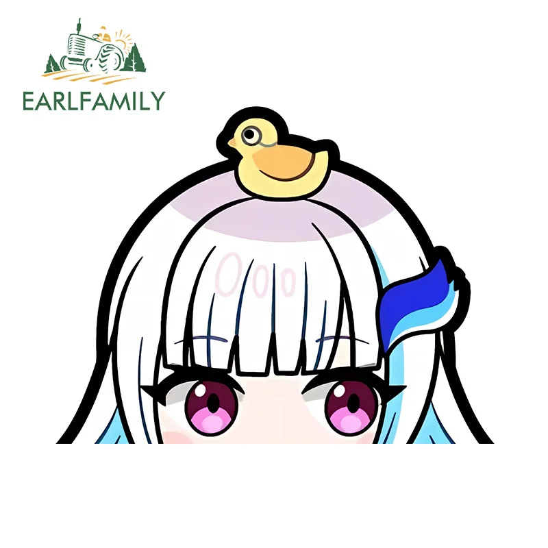 EARLFAMILY 13cm x 10cm Lize Helesta Chibi Anime Peeker Decals Cute Duck School Eyes Windshield Car Accessories JDM Car Stickers