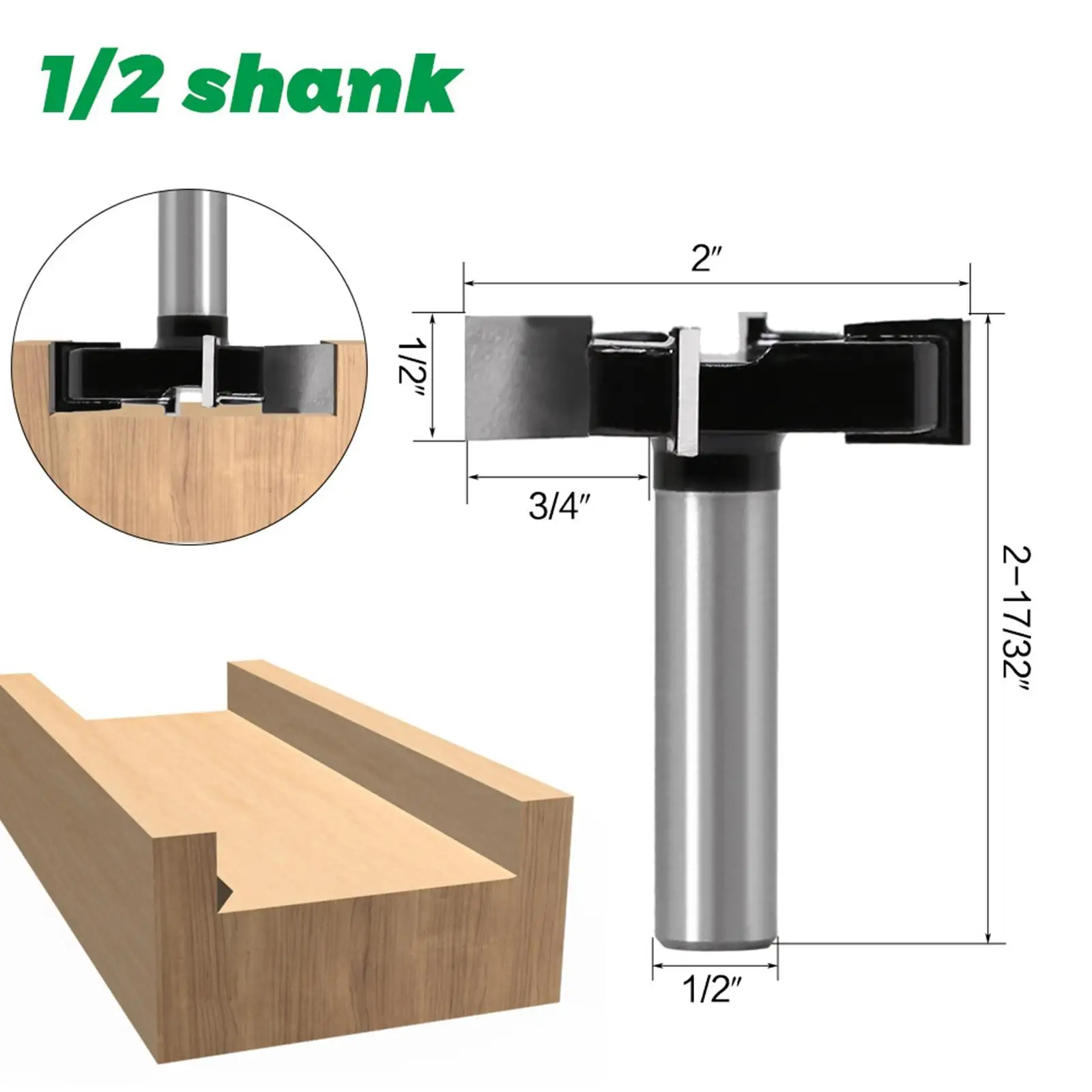 1/2" Shank Planing Wood Planer Bit Woodworking Tools Edge Treatment Grooving Router Bits CNC Spoilboard Surfacing Router Bit