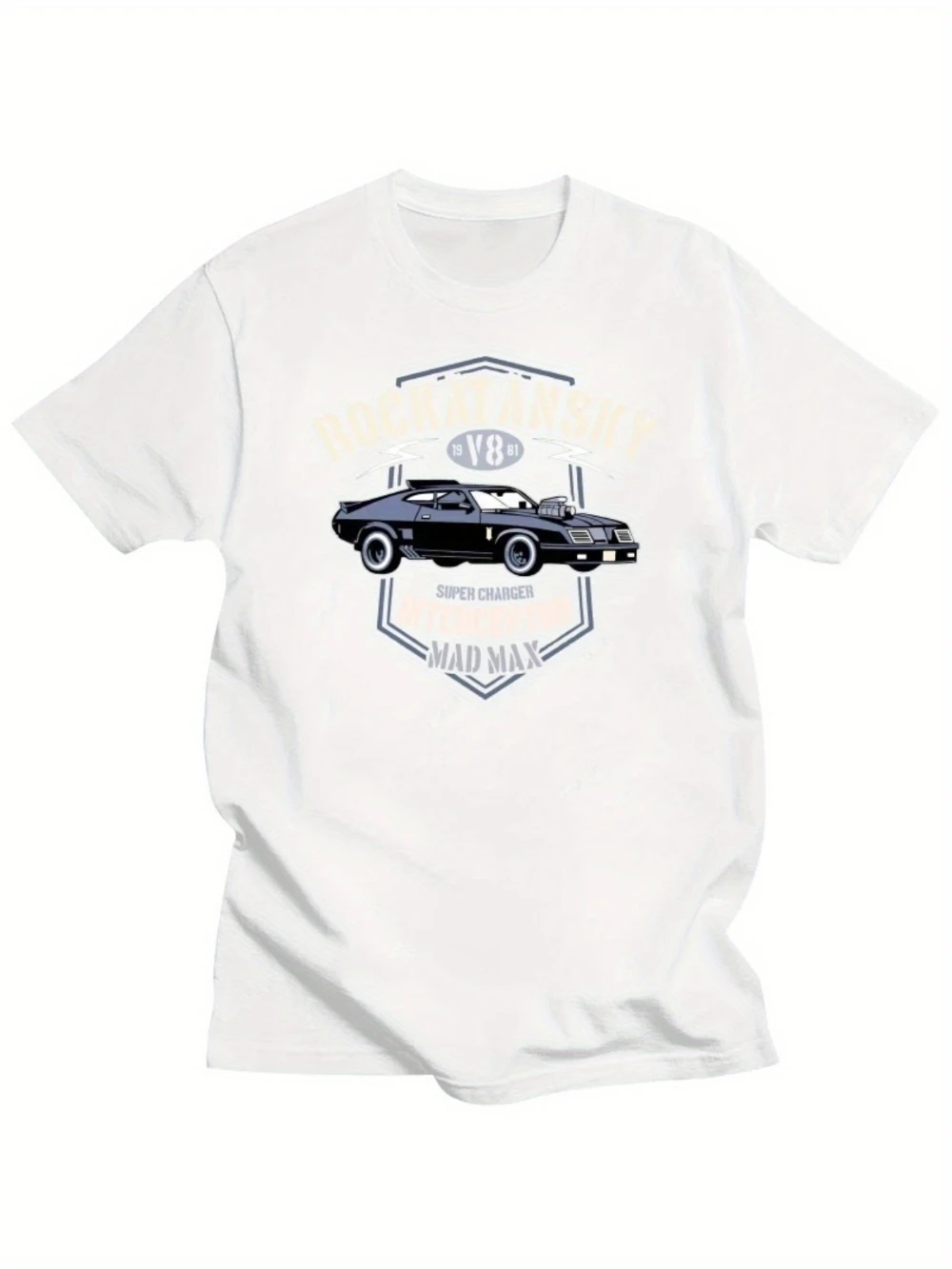 Men's T-Shirt Cotton Mad Max T-shirt Rockatansky Herren Inspiriert Kompressor Interceptor Auto Film Crew Neck Cotton Tee