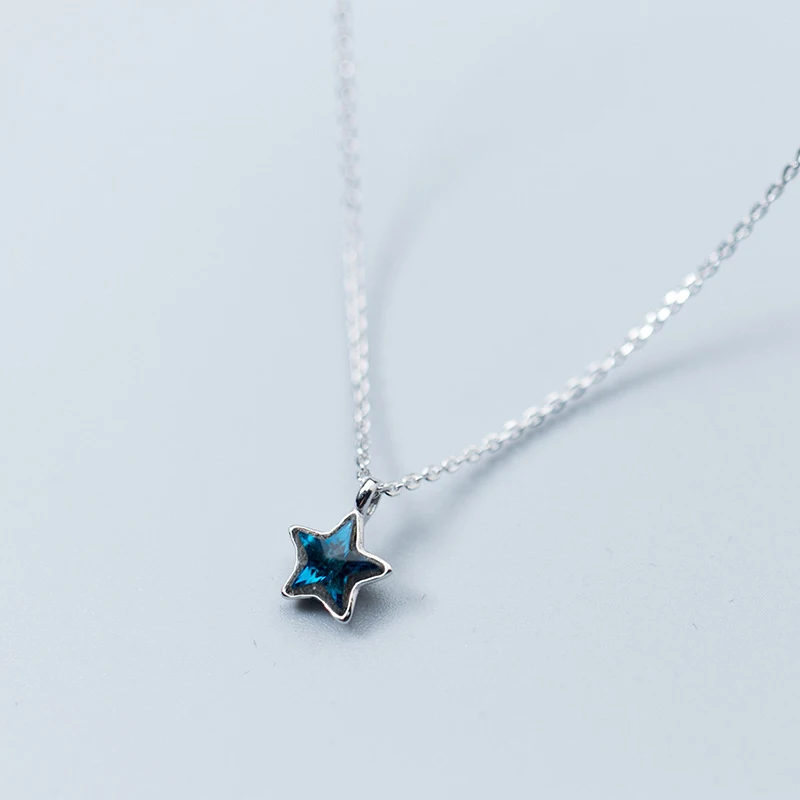 Modian New 925 Sterling Silver Retro Mini Blue Star Charms Pendant Necklace Fit Women Adjustable Necklace Original Fine Jewelry