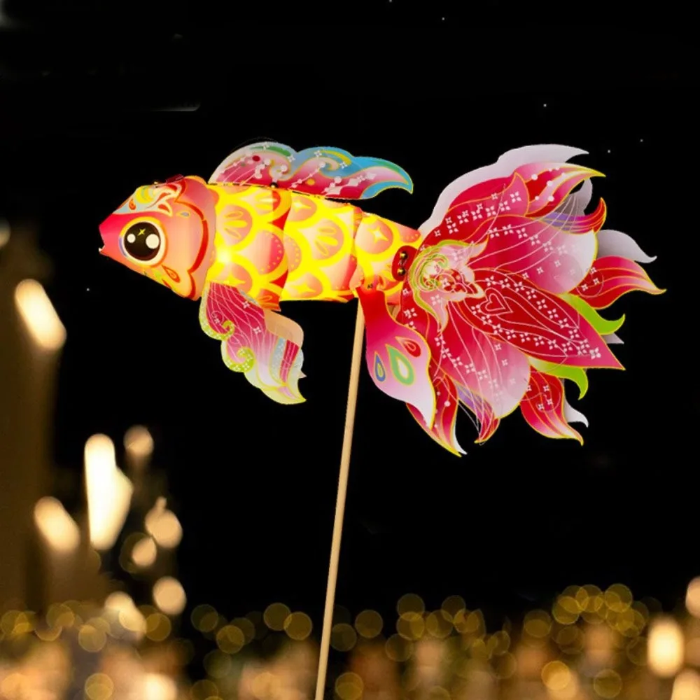 

Handmade Diy Mid-Autumn Festival Lantern Good Luck Blessings Fish Lantern Luminous Chinese Traditional