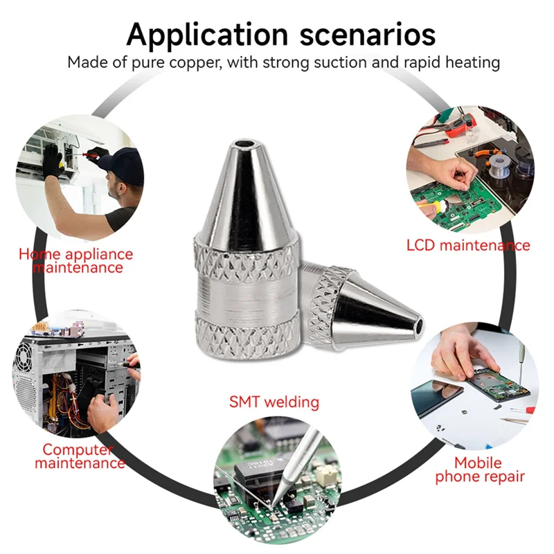 ABDJ-Per Ventosa per Saldatura Elettrica a Vuoto Compatibile 10 Pz/set 1.2Mm/1.6Mm Ugello di Ferro Punte di Saldatura di Metallo