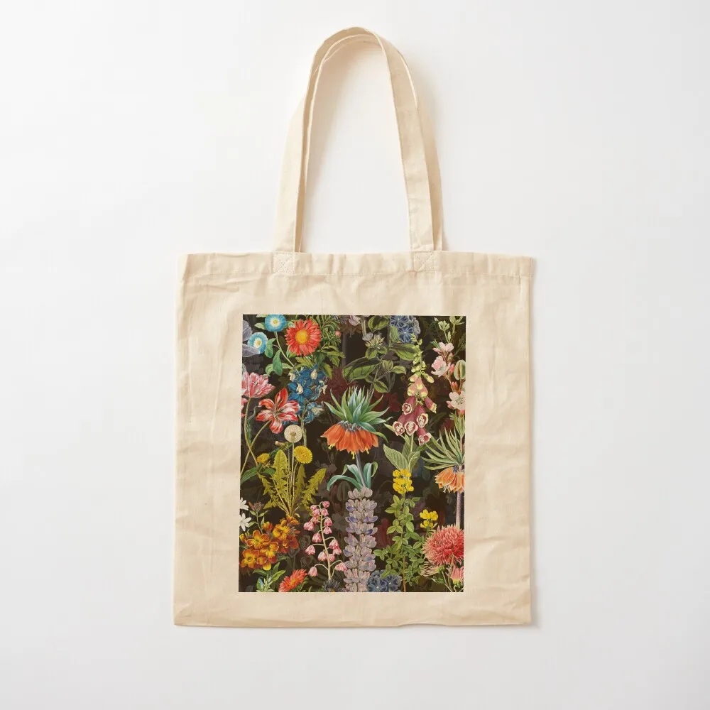 Vintage Springflower Midnight Botanical Night Garden Tote Bag hand bag Fabric bag