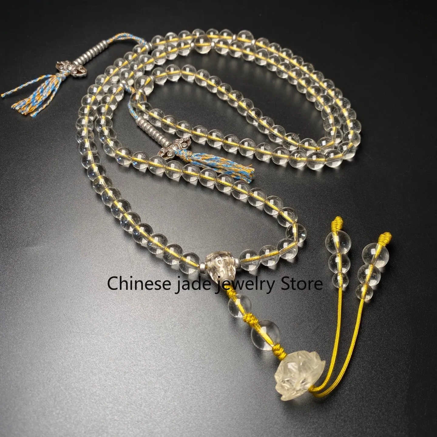 108 Tibetan Buddhism Crystal Beads Dzi Beads Prayer Handstring Necklace G4770