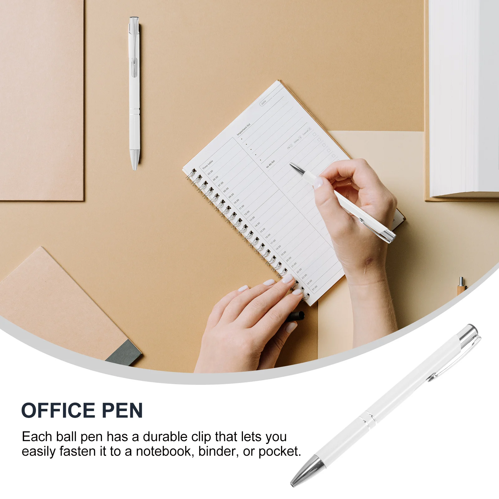 

6Pcs Metal Ballpoint Pens Retractable Clip for Notebooks Binders Pockets Retractable Ballpoint Pens Ball Point Pen Metal