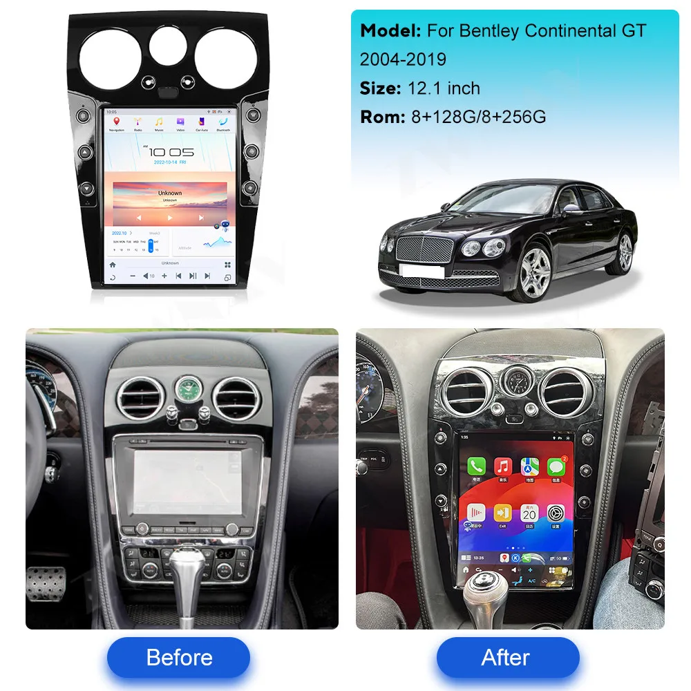 For Bentley Continental GT 2004-2019 Car Radio Vertical Style Screen Autoradio Multimedia Player Auto Stereo Player Navigation