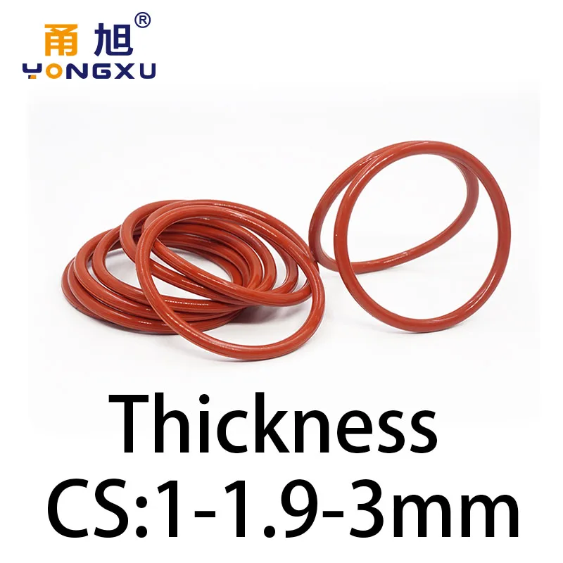 VMQ O-ring thickness 1/1.9/3mm CS silicone red sealing temperature resistant gasket rubber ring complete in specifications1