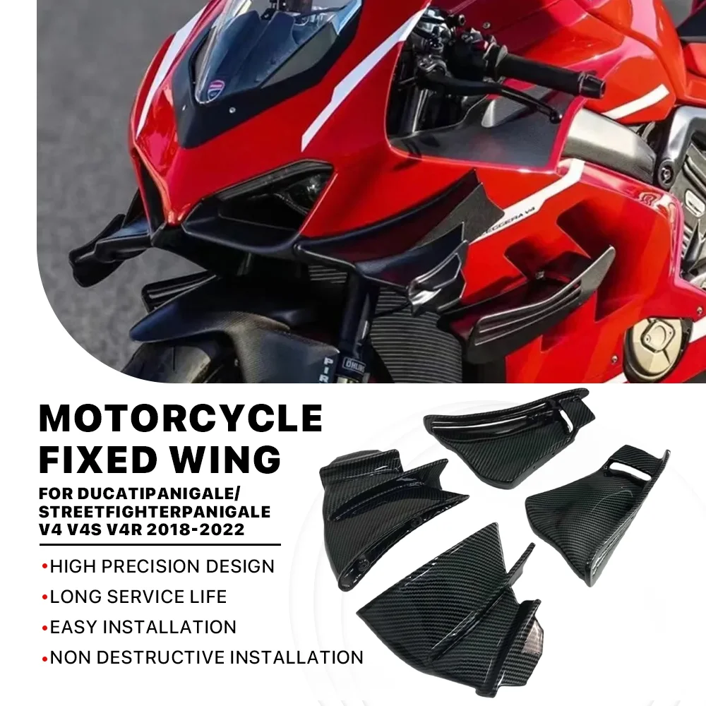 Motorcycle accessory Fairing fixed wing spoiler aerodynamic wing kit for Ducati Panigale V4 V4S V4R 2018-2022