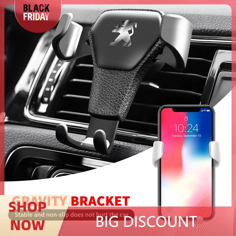 Car Badge Phone Holder Bracket Air Vent Clip Mount Stand Accessories For Peugeot 206 207 208 306 307 308 508 106 107 3008 5008