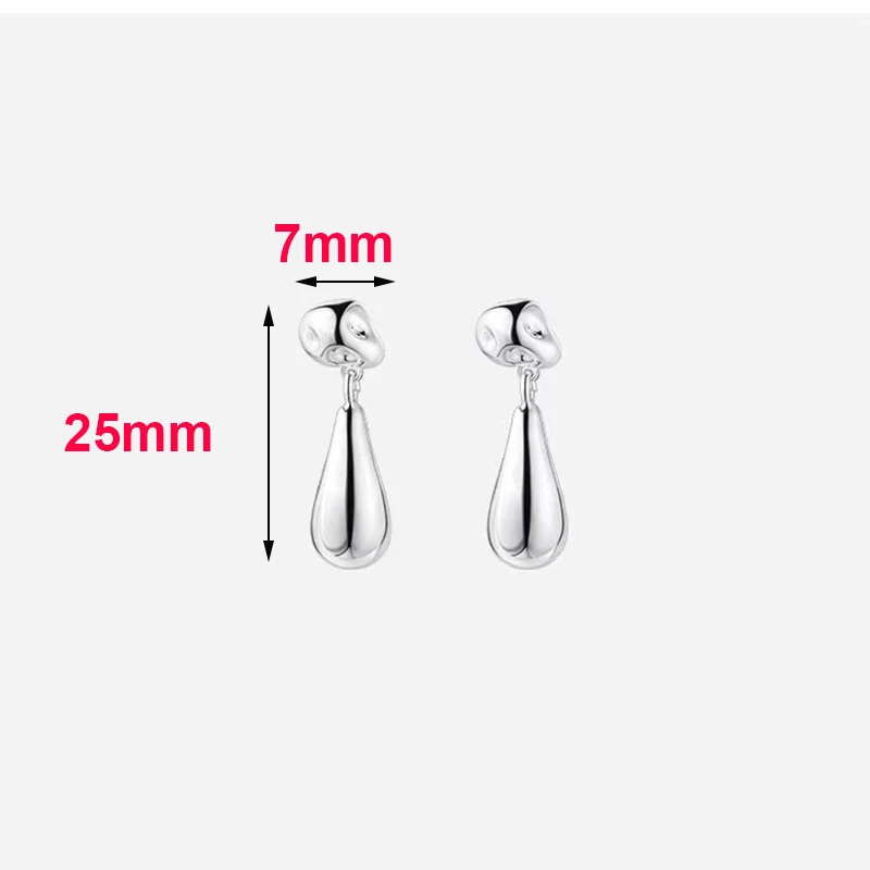 Real 925 Sterling Silver Irregular Beans Water Droplet Stud Earrings For Women Classic Fine Jewelry Exquisite Accessories