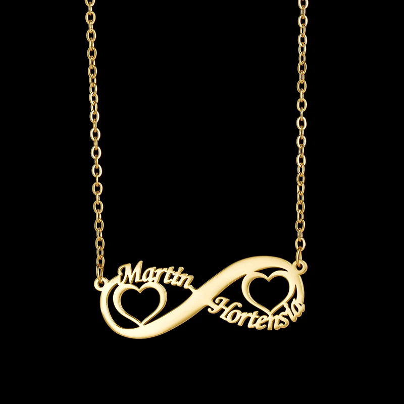 Auxauxme-collares con nombre personalizados para mujer, colgante de corazón infinito personalizado de acero inoxidable, regalos de joyería para