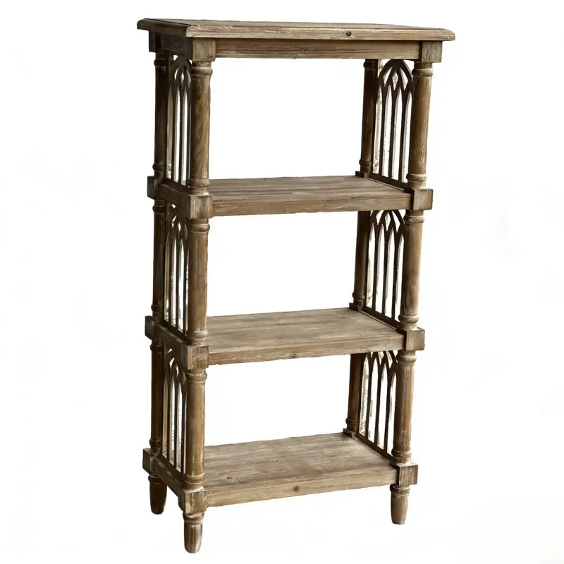 French retro carving process four-layer bookshelf shelf display rack shoe rack flower rack