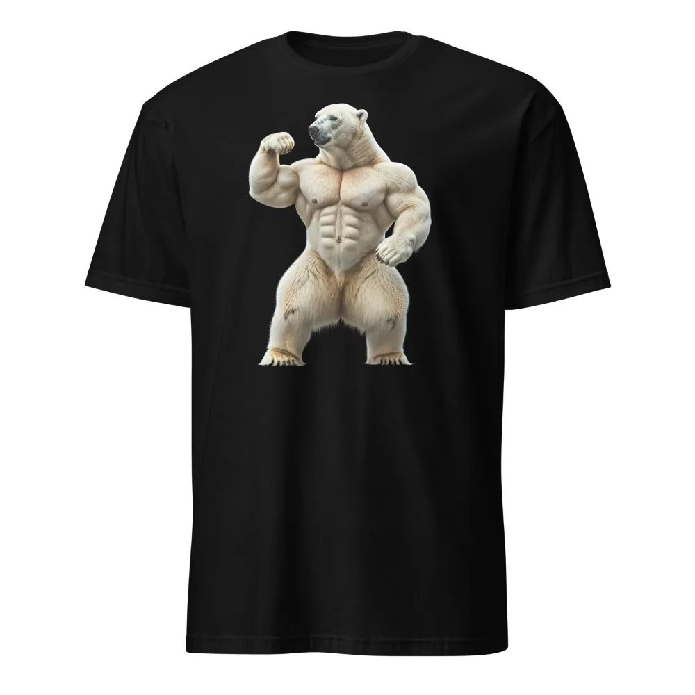 Divertido gimnasio diseño Animal Buff Polar Bear flexión Unisex algodón gráfico camisetas 2025 verano gimnasio Animal hombres Casual hombres ropa